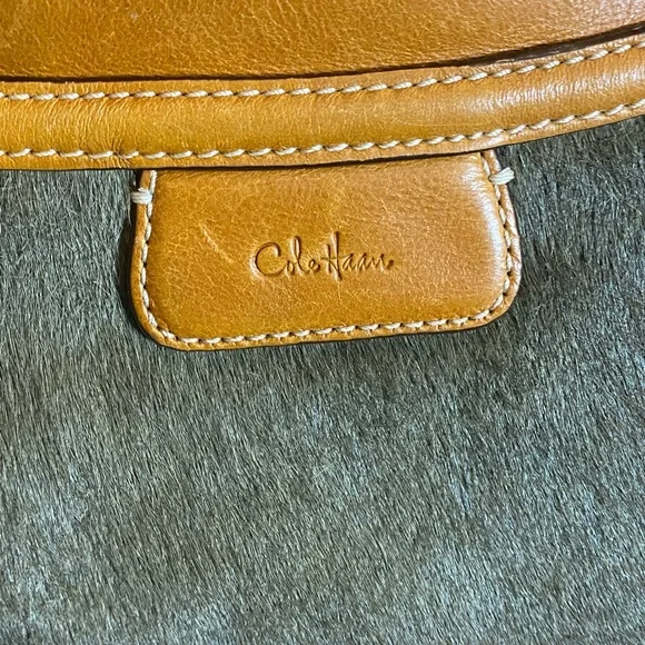Cole Haan Brown Leather Calf Hair Handbag Purse Flaw shoulder bag - Picture 13 of 14
